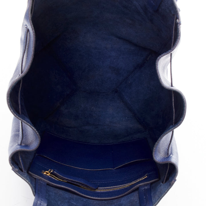 CELINE Cabas Phantom dark blue leather silver logo medium tote bag