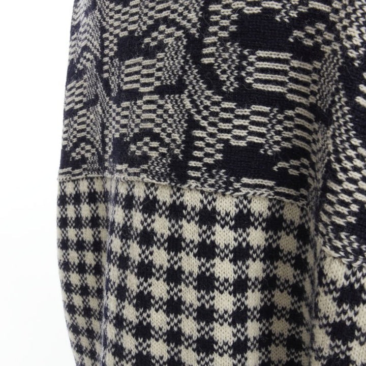 COMME DES GARCONS Tricot Vintage 1980s grey intarsia checker sweater M