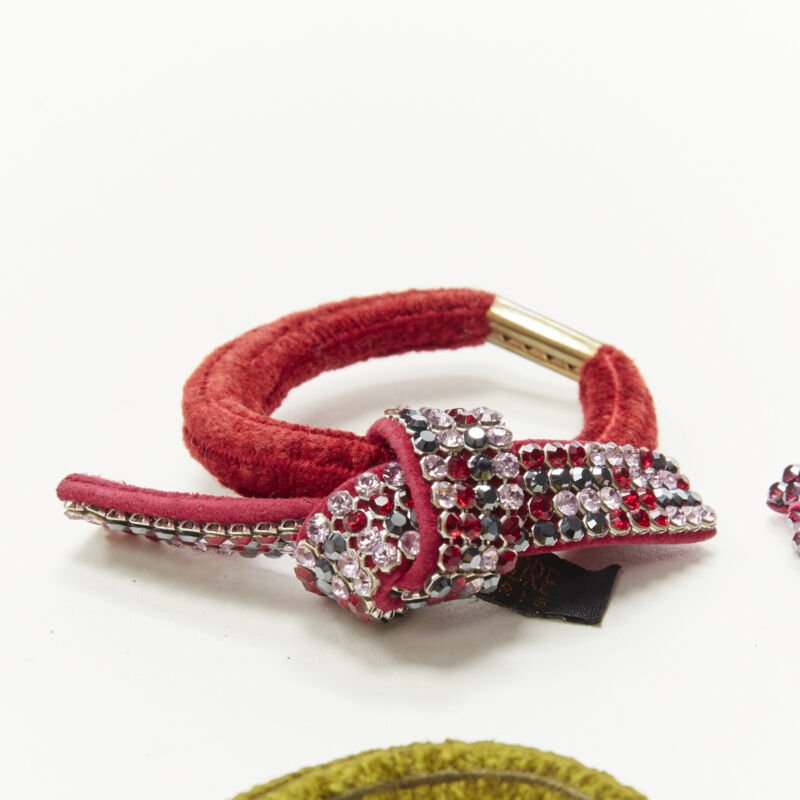 ALEXANDRE DE PARIS Alexander Zouari LOT OF 4 crystal leather bow hair tie