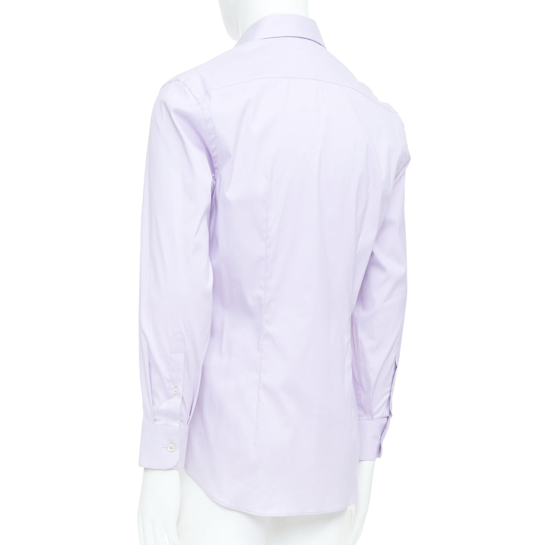 PRADA 2015 lilac purple cotton blend long sleeve button dress shirt EU39 M