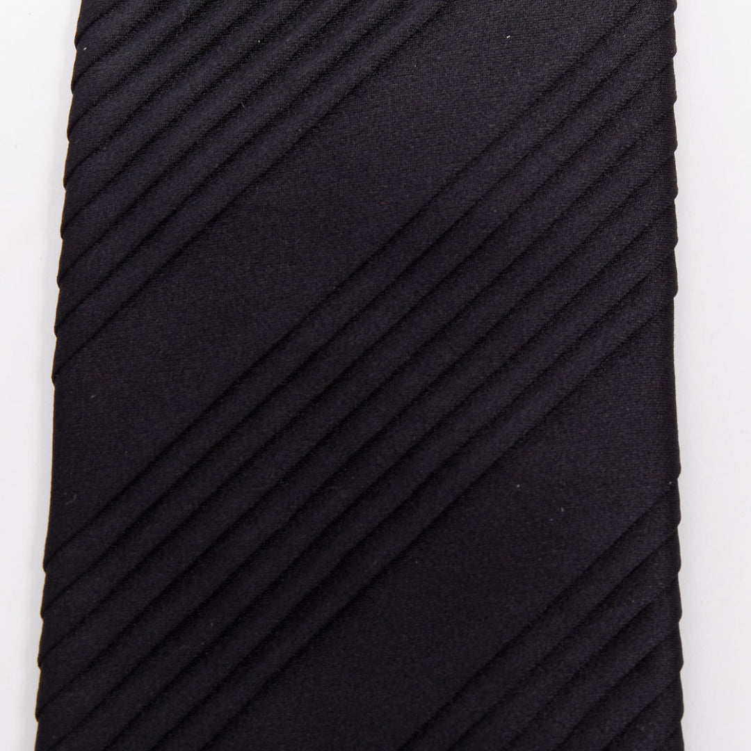 BRIONI Set of 3 100% silk blue diagonal stripes black pleats white polka dot tie
