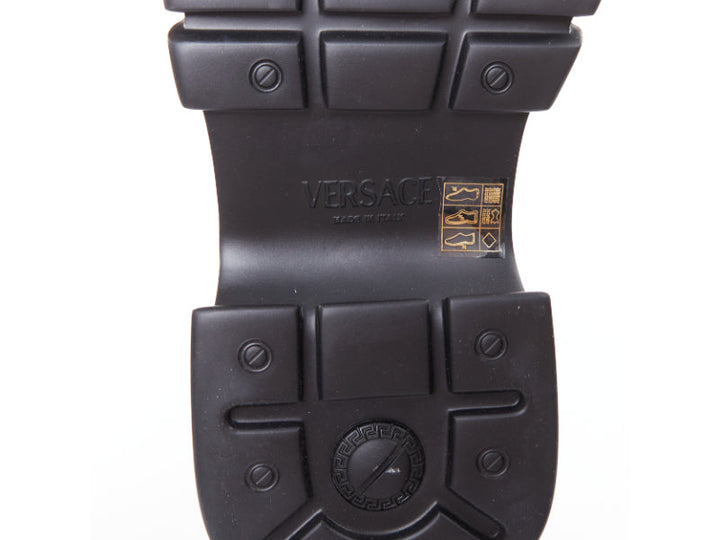 new VERSACE Anthem 120 Black satin silk Medusa buckle platform sandals EU38