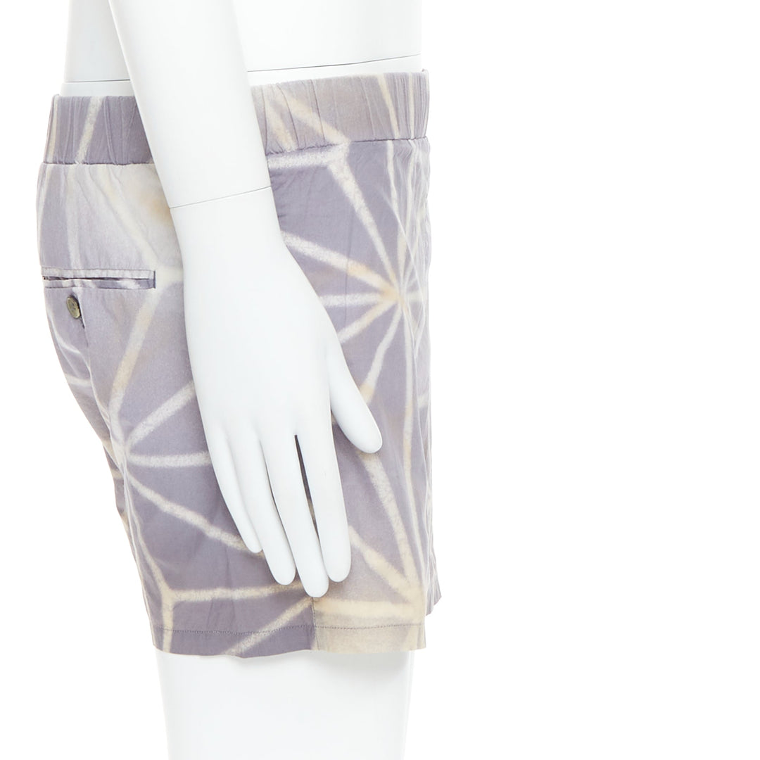 MARNI light purple cream abstract print elastic shorts IT46 S