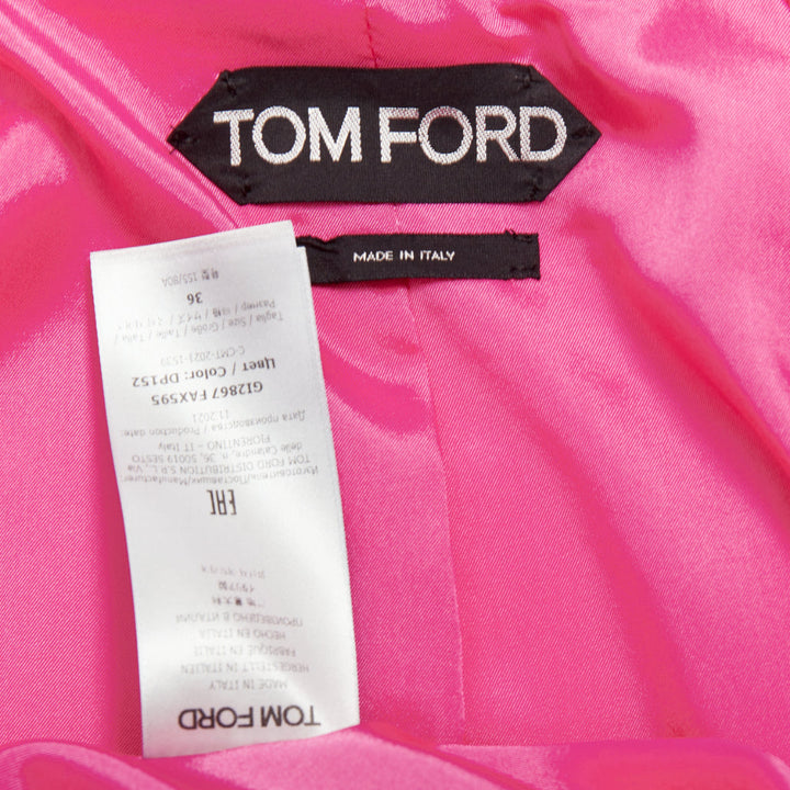 TOM FORD orchid pink satin handstitched lapel oversized blazer jacket IT36 XXS