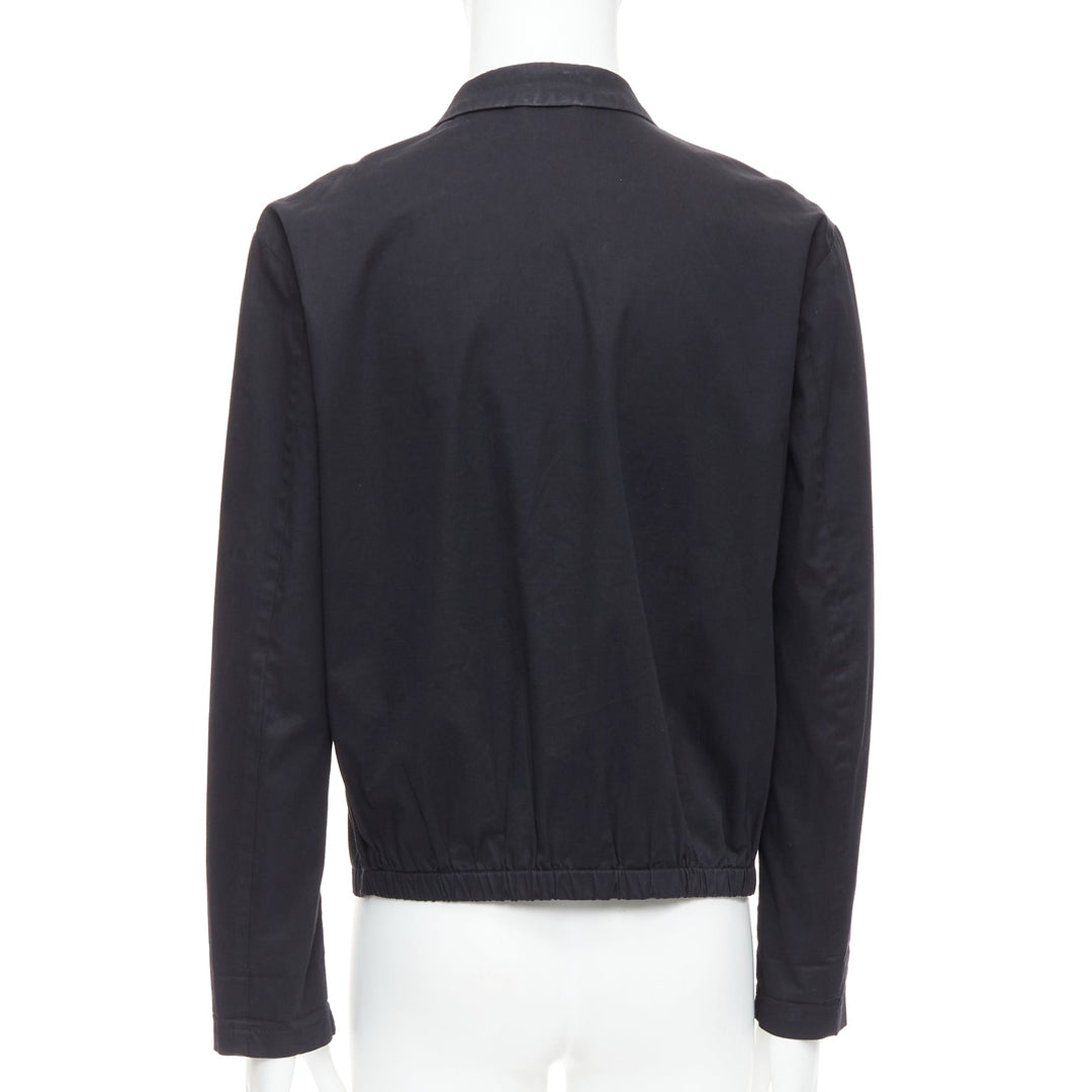 RAF SIMONS RAF black cotton blend hidden collar stand ruched blazer IT50 L