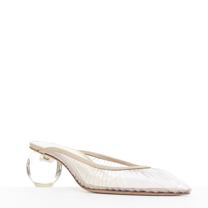 CULT GAIA Alia clear PVC bauble heel vinyl nude leather trim mules EU35