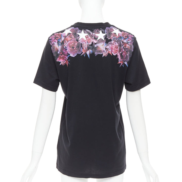 GIVENCHY Riccardo Tisci purple flower white star black tshirt XS