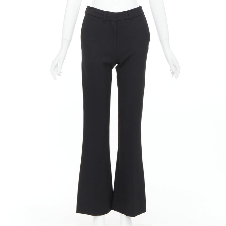 VVB VICTORIA BECKHAM black mid waist flare wide leg trousers UK6 XS