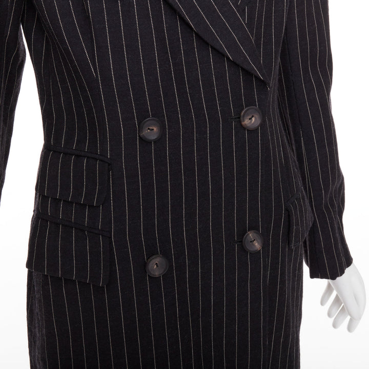 rare GUCCI Tom Ford 1996 Vintage Runway black wool pinstripe overcoat IT42 M
