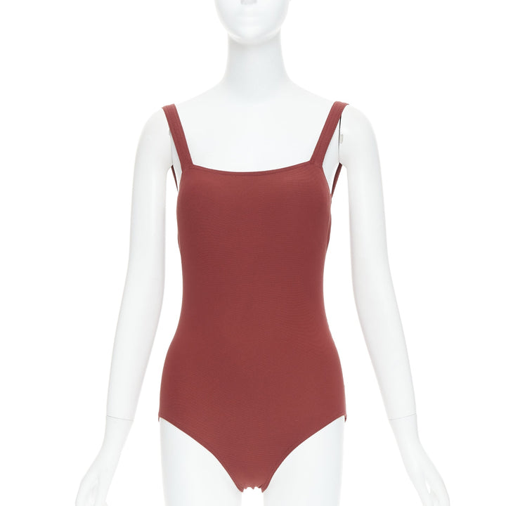 HERMES VINTAGE Martin Margiela dar orange twill jersey one-piece bodysuit FR40 L