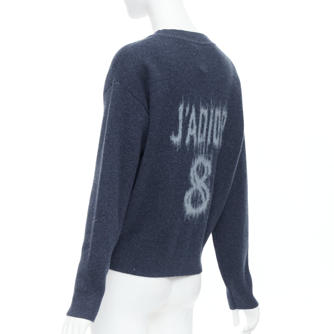 CHRISTIAN DIOR cashmere blend grey blue J'adior 8 boxy sweater FR36 S