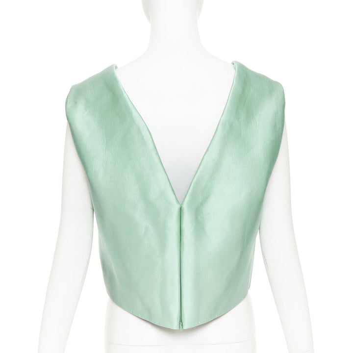 rare BALENCIAGA 2007 teal green silk sunburst panelled architectural top FR38 M