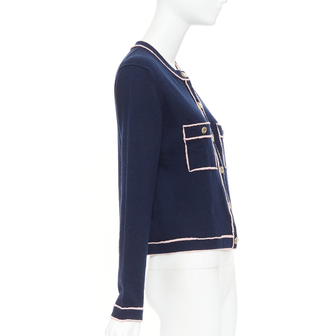 CHANEL 21P Runway 100% cashmere No. 5 button cardigans FR40 L