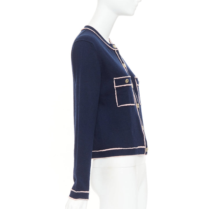 CHANEL 21P Runway 100% cashmere No. 5 button cardigans FR40 L