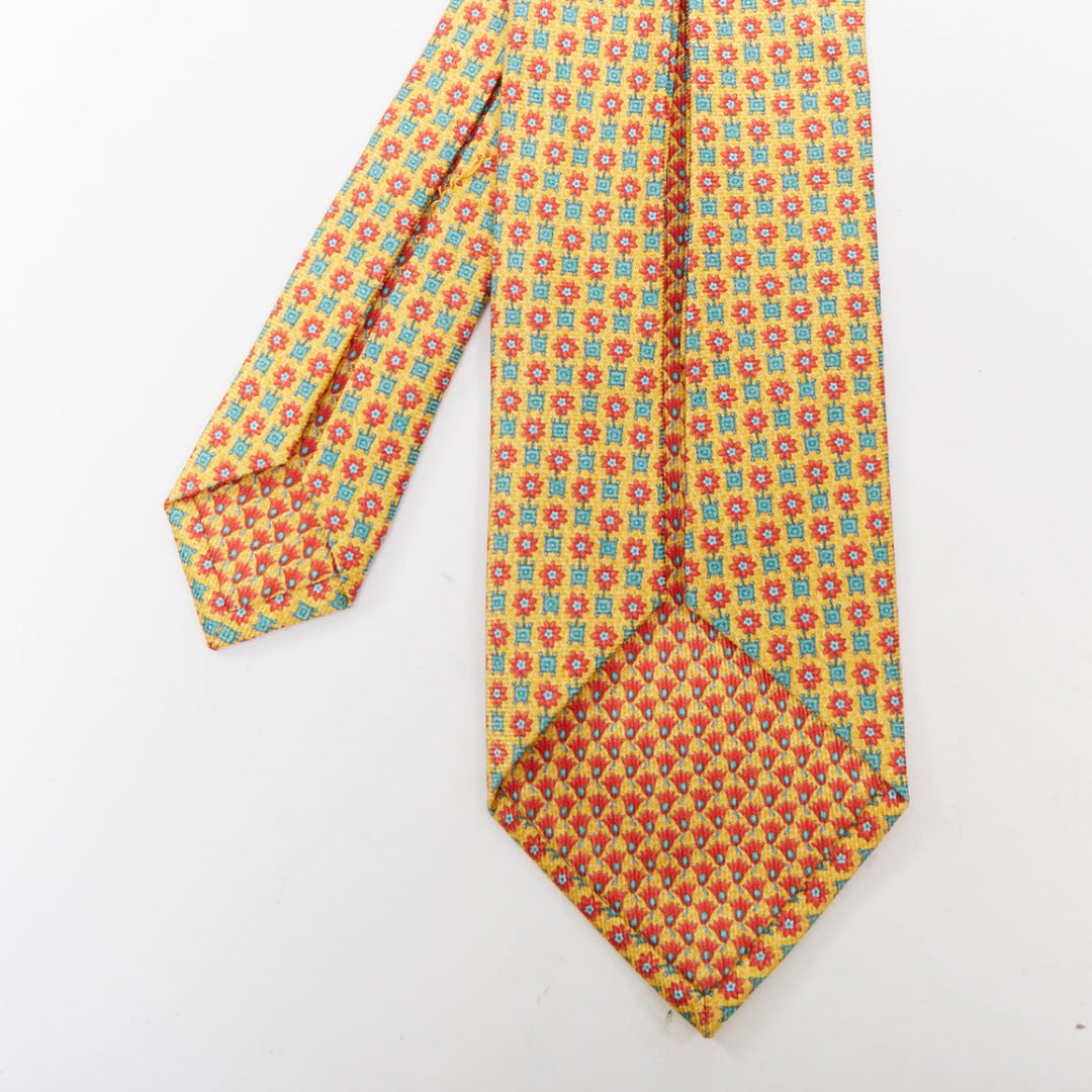 Set of 2 BVLGARI yellow floral ETRO blue monkey print silk neck tie