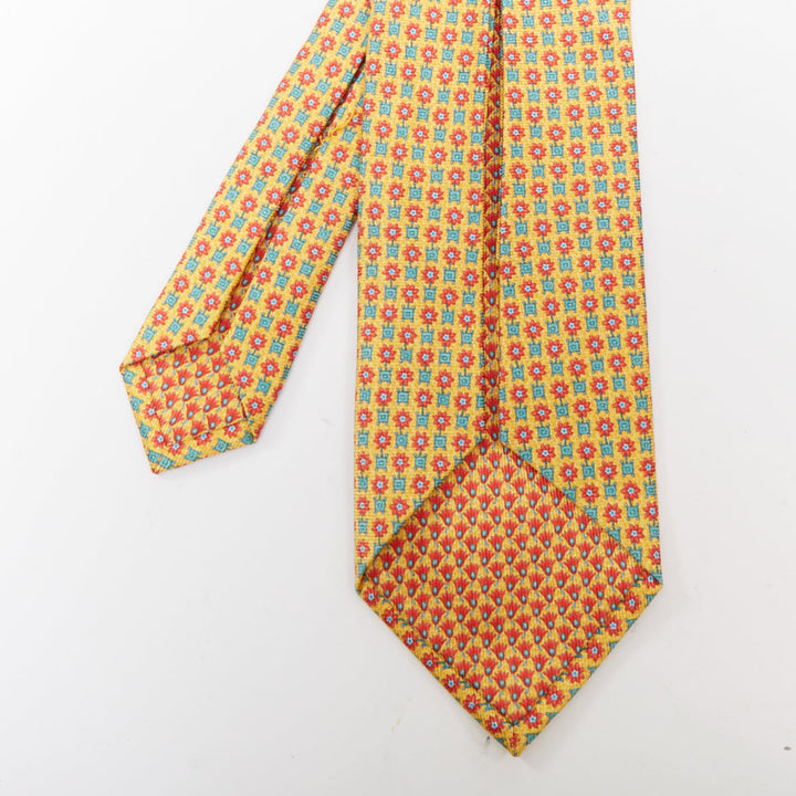 Set of 2 BVLGARI yellow floral ETRO blue monkey print silk neck tie