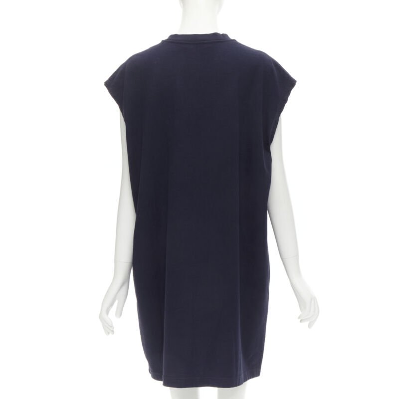 ACNE STUDIOS navy blue cotton jewel pin pinched oversized casual dress XS