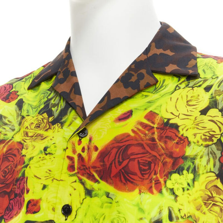VERSACE Rose Floral Barocco Acanthus print short sleeve shirt EU39 M