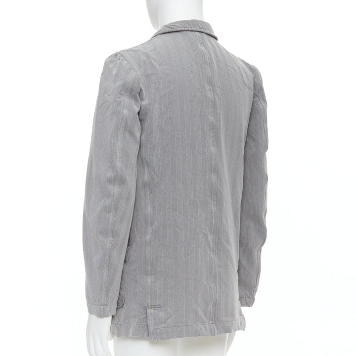 Male mannequin wearing Comme Des Garcons HOMME PLUS 1999 Grey Polyester Men Blazers in Size  M | Available at JHROP