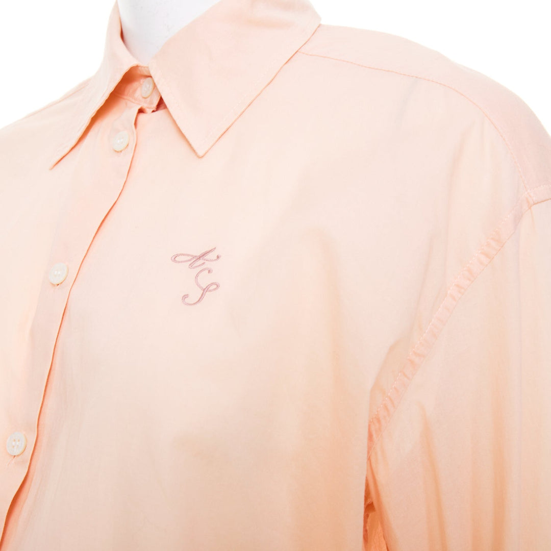 ACNE STUDIOS 2023 Shirt Logo Embroidery peach cotton cropped shirt FR34 XS