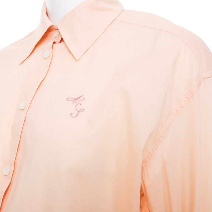 ACNE STUDIOS 2023 Shirt Logo Embroidery peach cotton cropped shirt FR34 XS