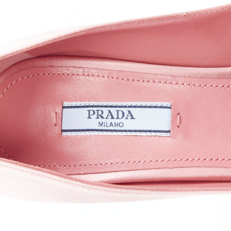 PRADA Lightning Bolt pink silk satin silver metal heel pump EU38.5