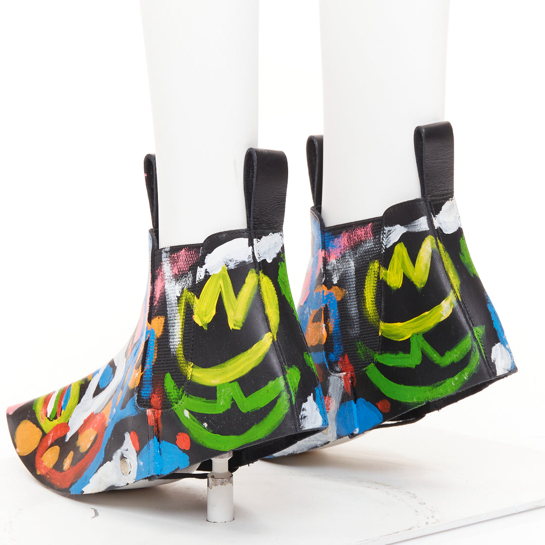 rare COMME DES GARCONS 2014 Runway hand painted black cowhide shoe covers