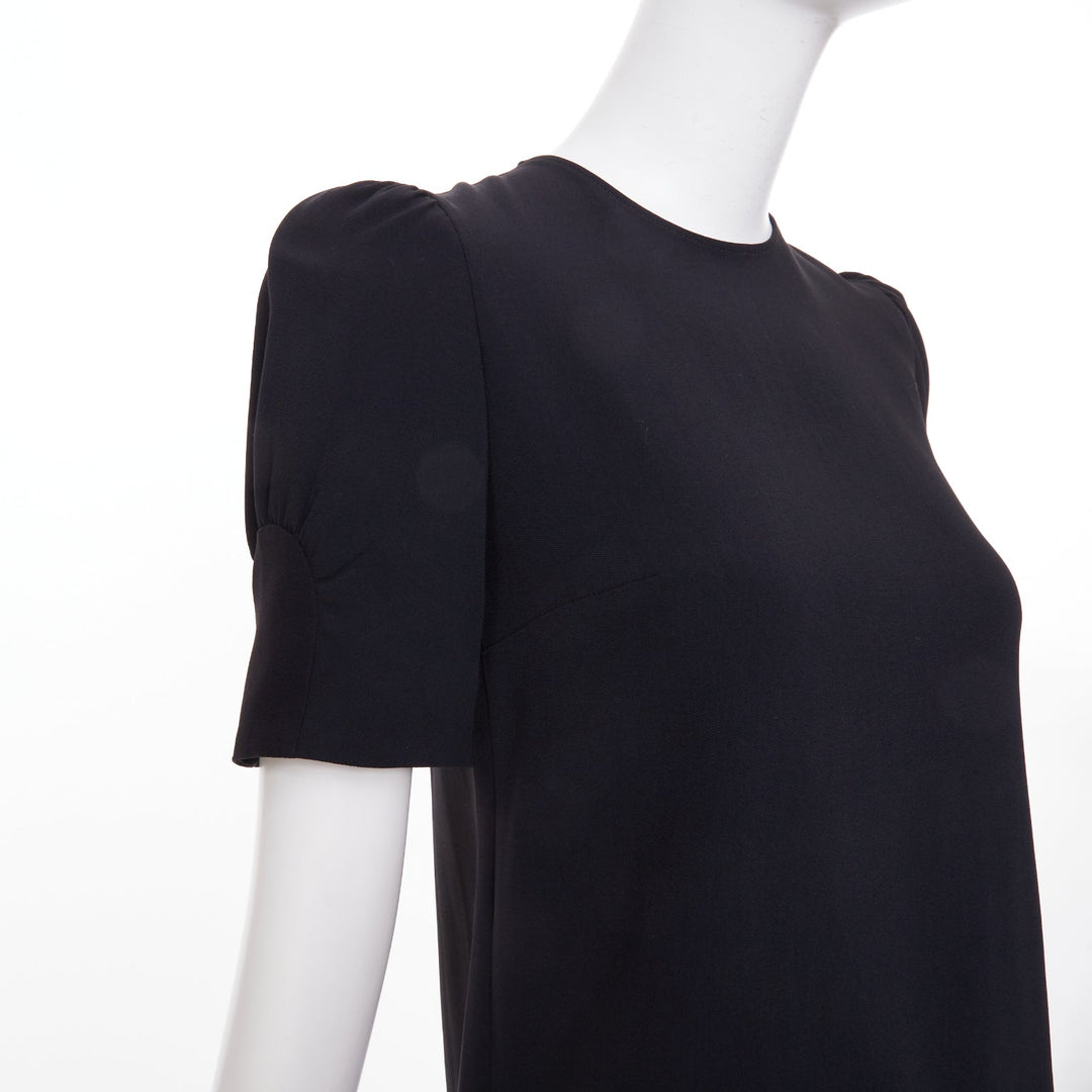 STELLA MCCARTNEY black puff short sleeve structured viscose blend top IT38 XS