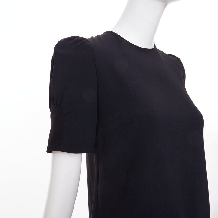 STELLA MCCARTNEY black puff short sleeve structured viscose blend top IT38 XS