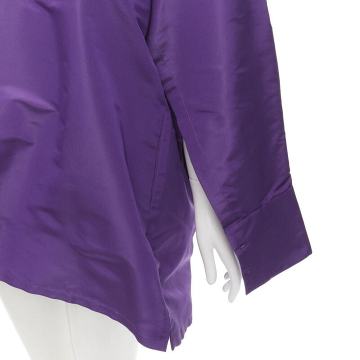 VALENTINO 2022 Runway purple silk taffeta 3D cut oversized tunic shirt IT38 XS