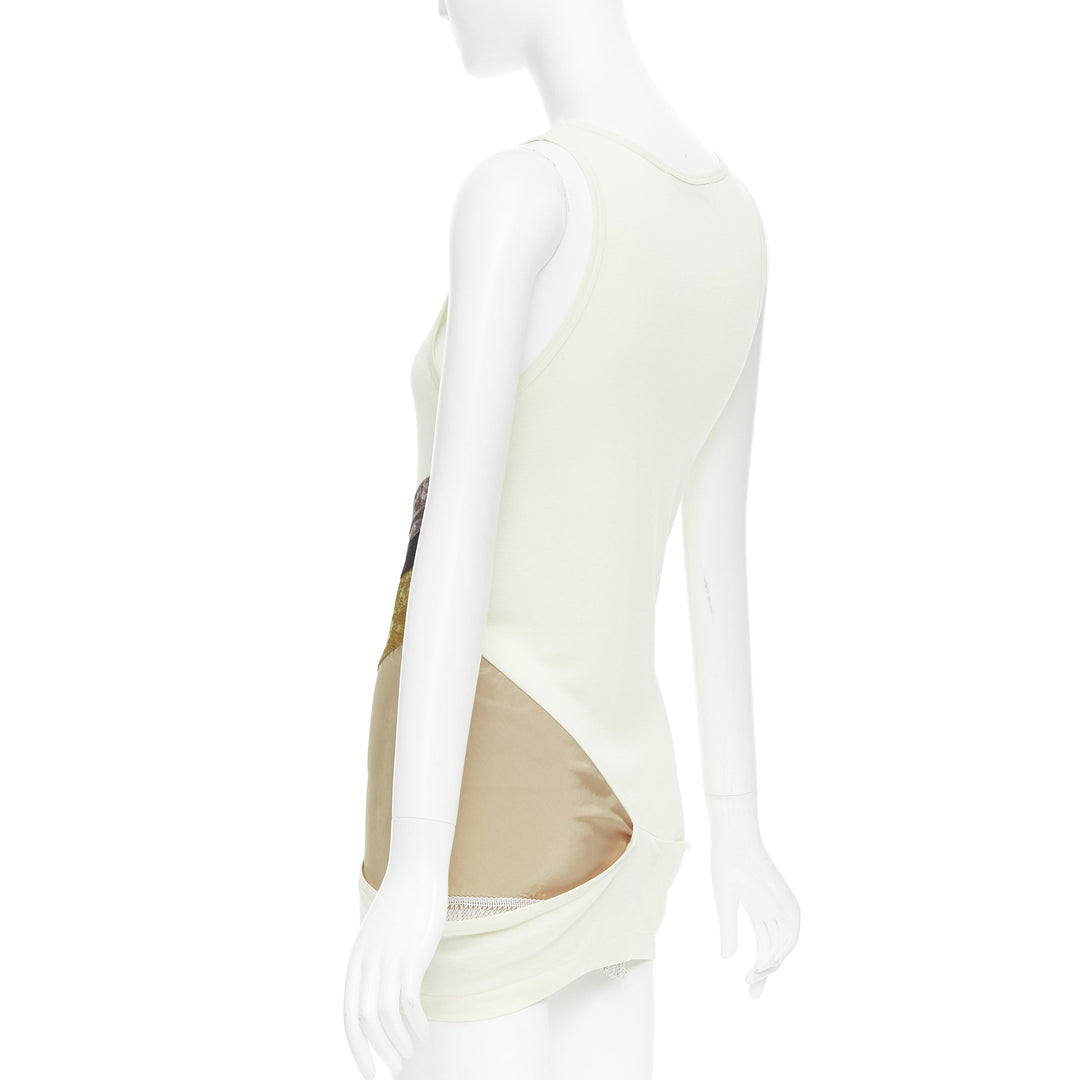 TOGA ARCHIVES cream grey silk cotton velvet beige panels tunic JP1 S