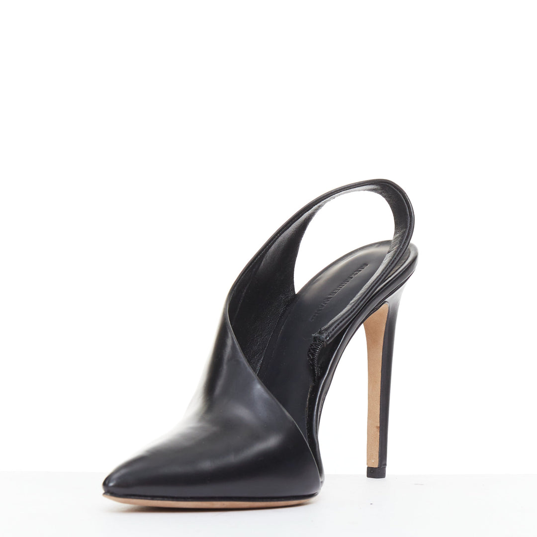 ALEXANDER WANG Edie black smooth leather half dorsay slingback booties EU38.5