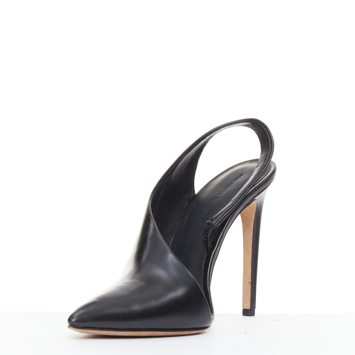 ALEXANDER WANG Edie black smooth leather half dorsay slingback booties EU38.5