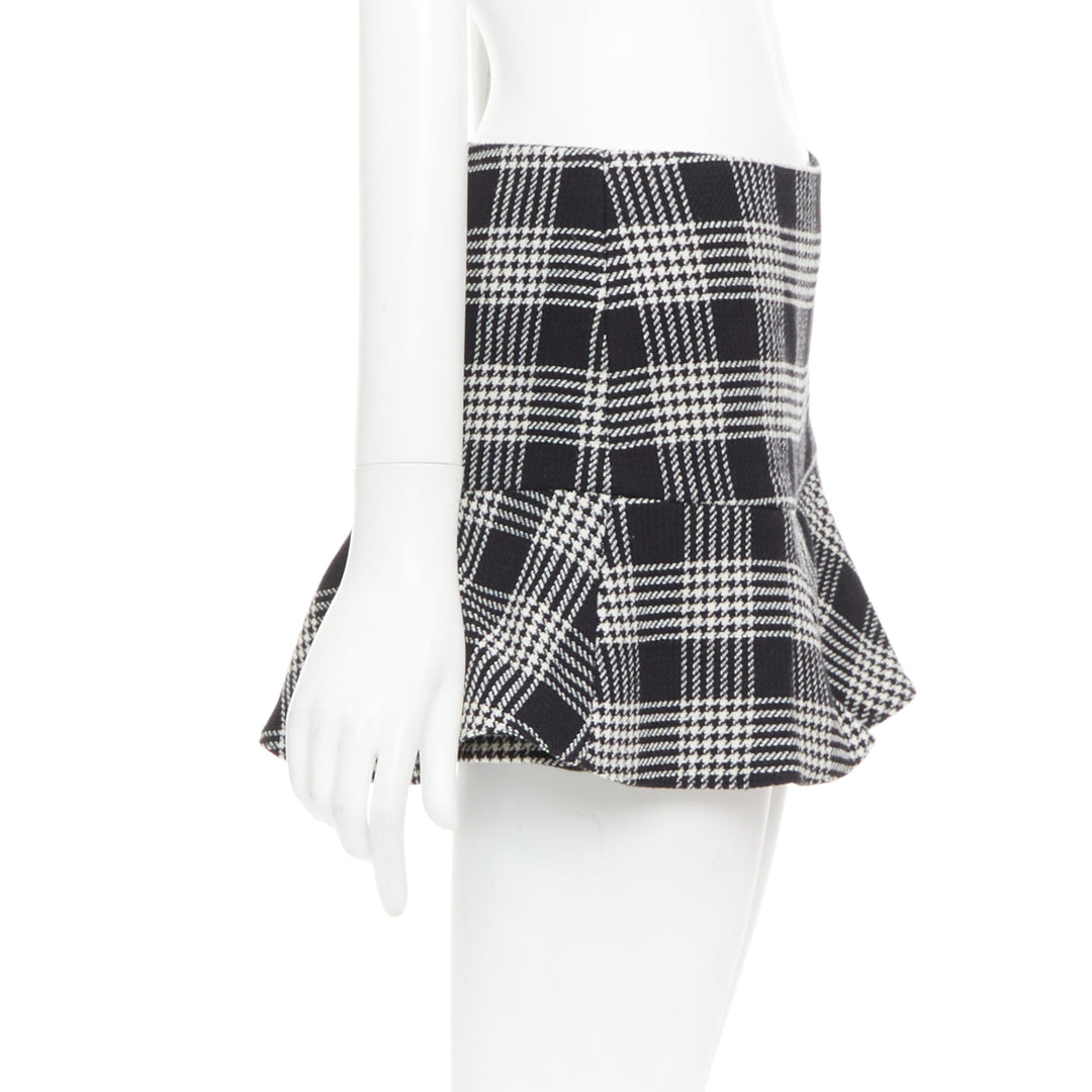 RED VALENTINO black grey houndstooth check print frill mini skort IT38 XS