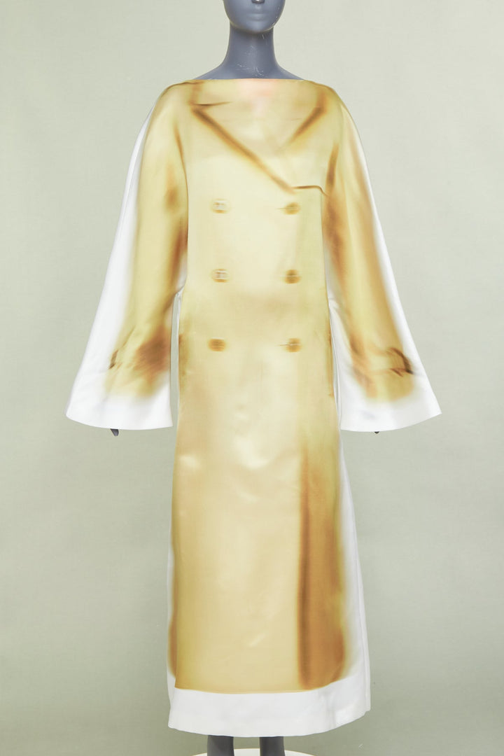 rare LOEWE JW ANDERSON 2023 Runway Trompe Loeil Blurry Trench Coat print dress