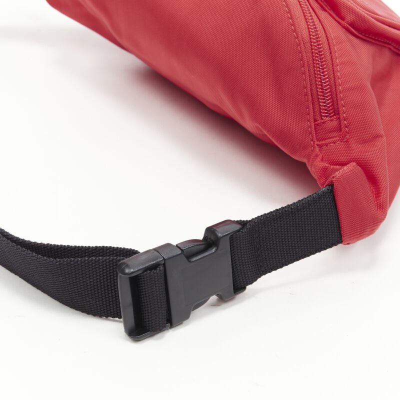 BALENCIAGA Explorer red nylon logo dual pocket waist belt pack crossbody bag