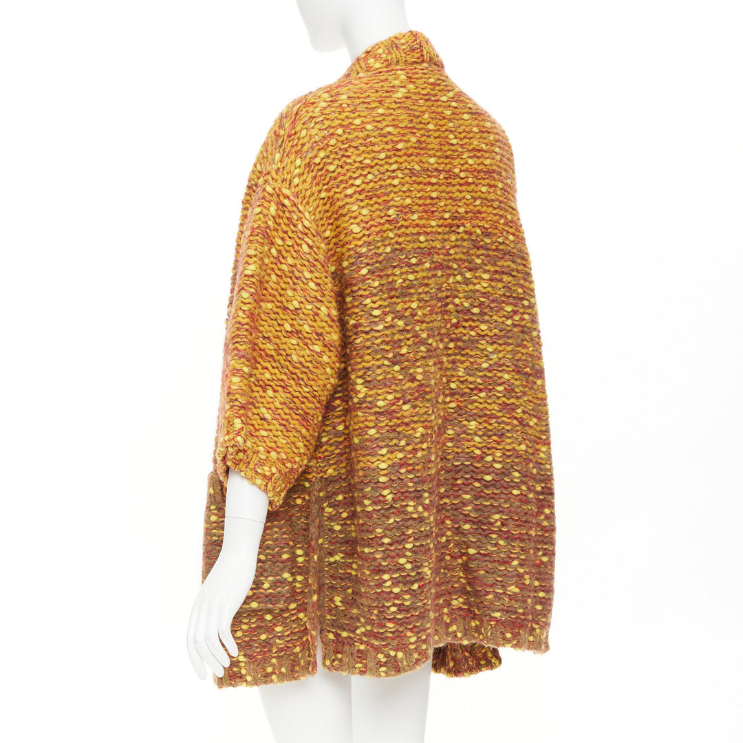 CHANEL 2014 Runway marigold yellow heavy knit oversized cardigan coat FR36 S