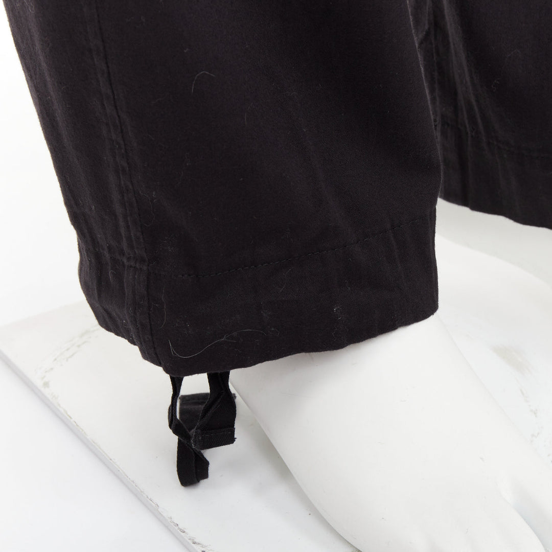 YOHJI YAMAMOTO HOMME black cotton zip pocket wide drawstring pants JP4 XL