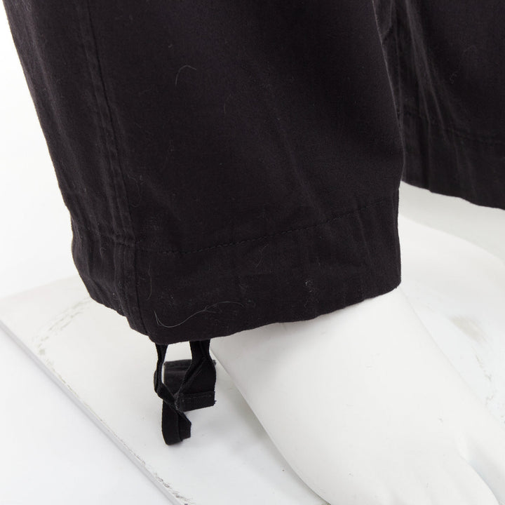 YOHJI YAMAMOTO HOMME black cotton zip pocket wide drawstring pants JP4 XL