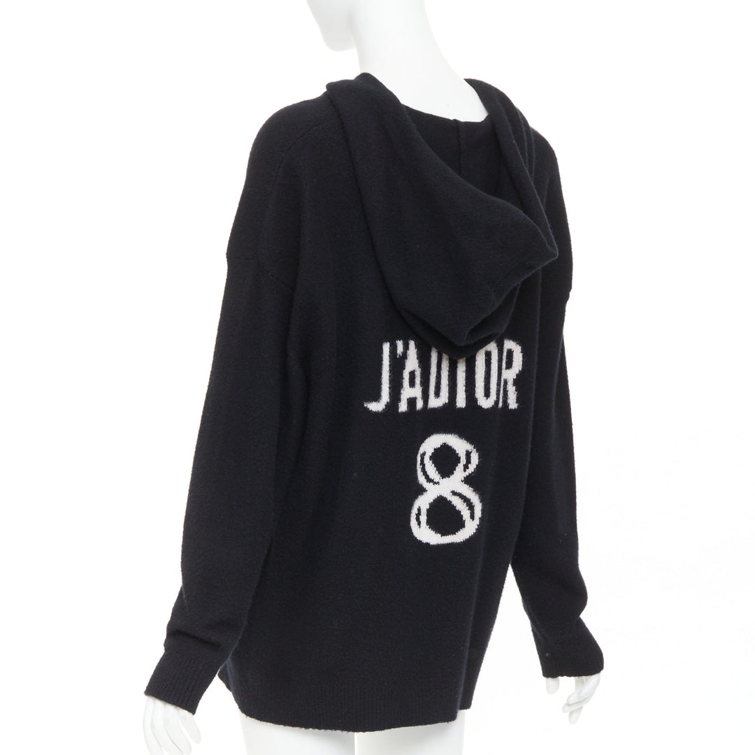 CHRISTIAN DIOR J'Adior 8 100% cashmere print back hood oversized sweater FR34 XS