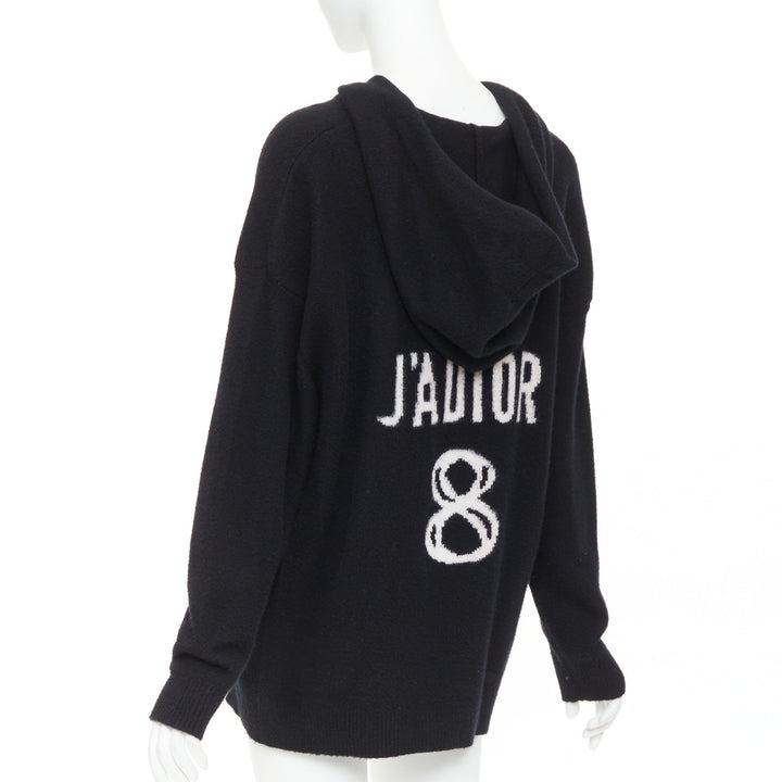 CHRISTIAN DIOR J'Adior 8 100% cashmere print back hood oversized sweater FR34 XS