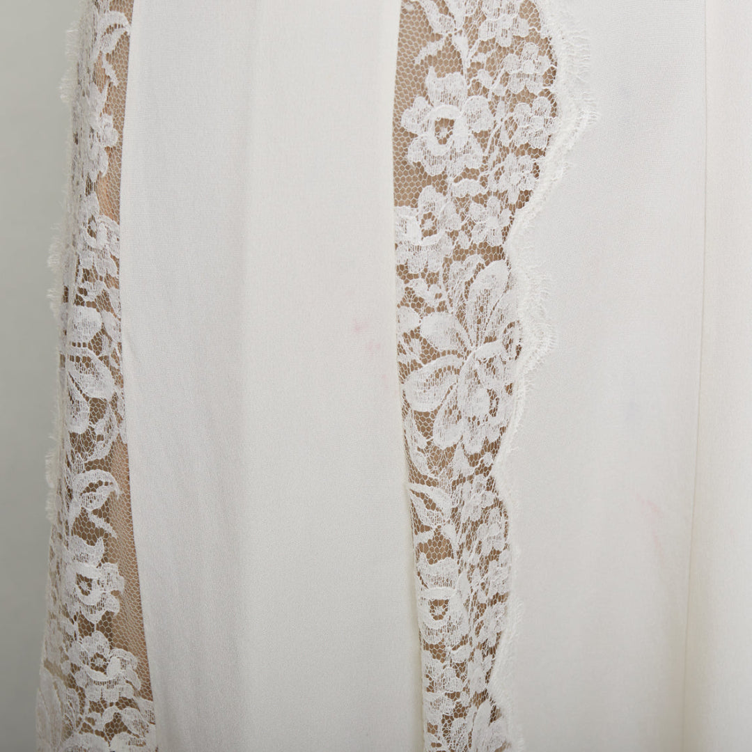 STELLA MCCARTNEY 2018 ivory silk cotton blend lace trim layered gown IT36 XXS