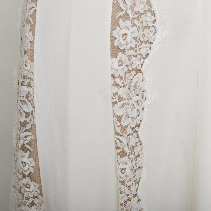 STELLA MCCARTNEY 2018 ivory silk cotton blend lace trim layered gown IT36 XXS