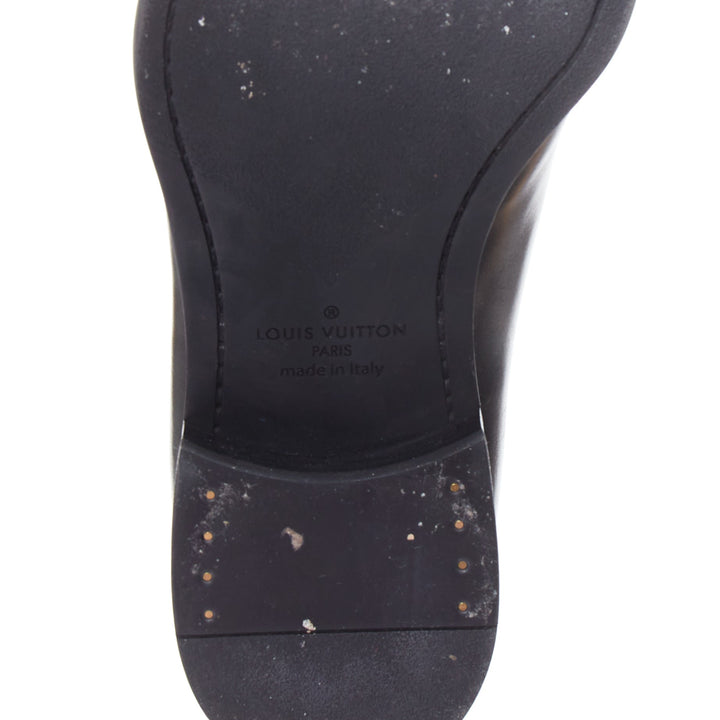 LOUIS VUITTON District black Damier check emboss buckle monk shoes UK6.5 EU40.5