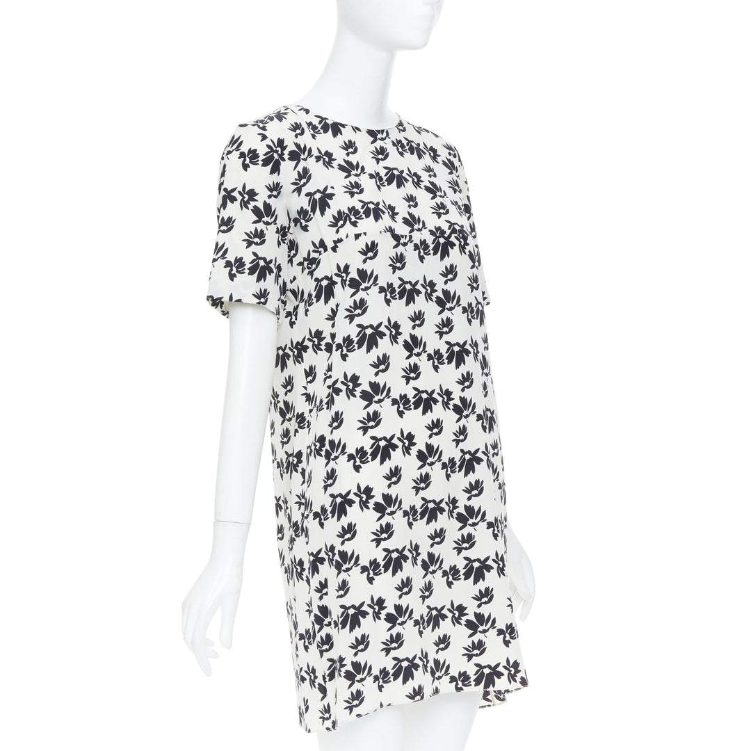 MARNI white black floral print asymmetric panel dress IT42 M