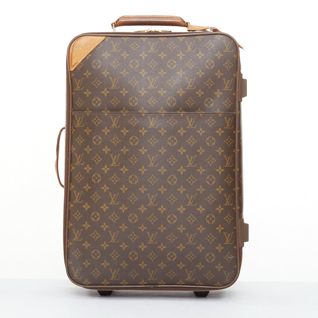 LOUIS VUITTON Vintage P√©gase 55 brown monogram canvas rolling carry on luggage