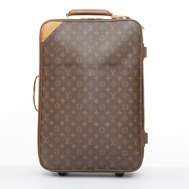 LOUIS VUITTON Vintage P√©gase 55 brown monogram canvas rolling carry on luggage