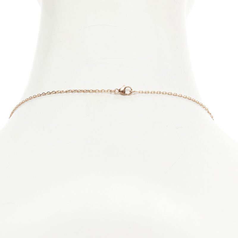 HERMES Chain D'ancre rose gold plated pink leather pendant short necklace