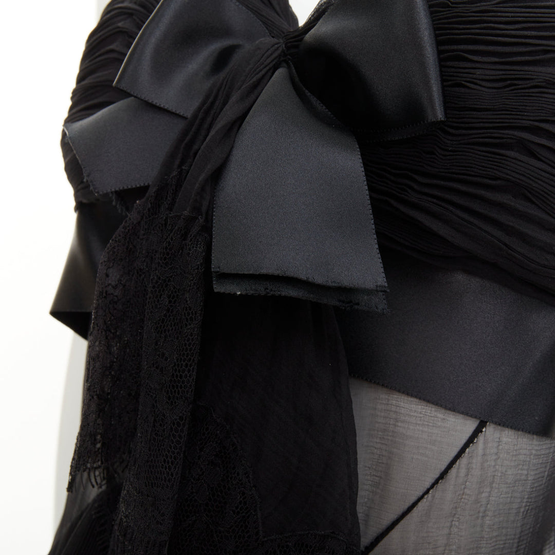 ALEXANDRE VAUTHIER COUTURE 2018 Runway black sheer lace tiered ruffle dress gown