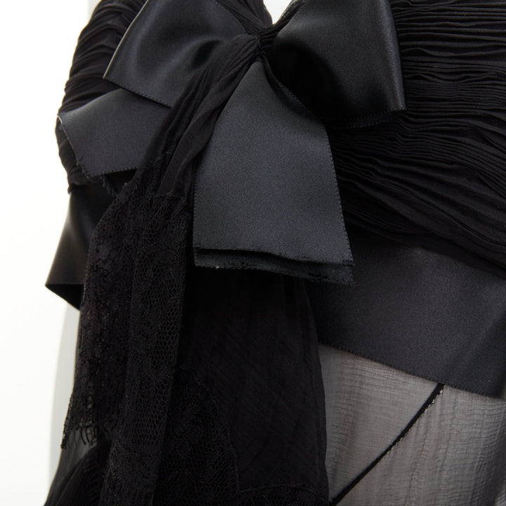 ALEXANDRE VAUTHIER COUTURE 2018 Runway black sheer lace tiered ruffle dress gown